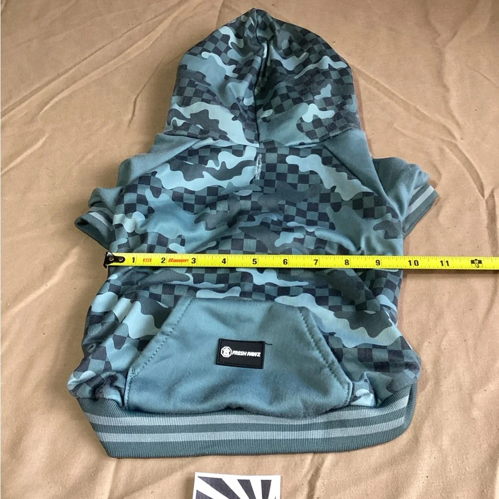 Fresh Pawz Checkered Camo Dog Hoodie Large